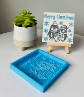 Merry Christmas Penguins Mini Slab