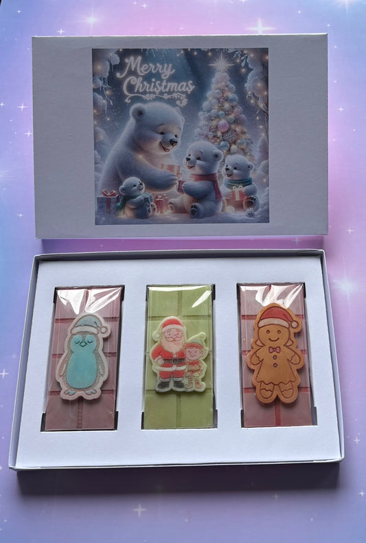 Christmas polar Bear Family Trio Mini Bar Box