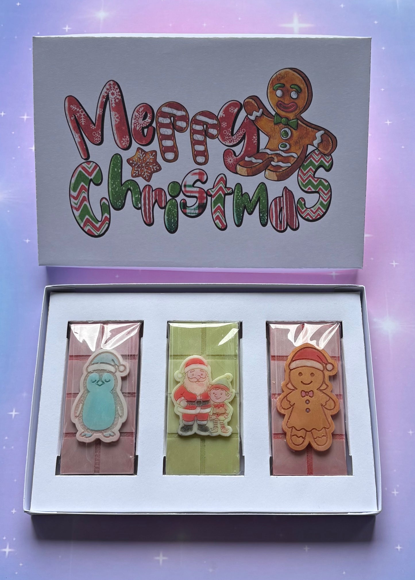 Merry Christmas Gingerbread Man Trio Mini Bar Box