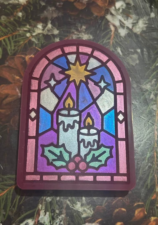 Christmas Candlelight Window Stained Glass