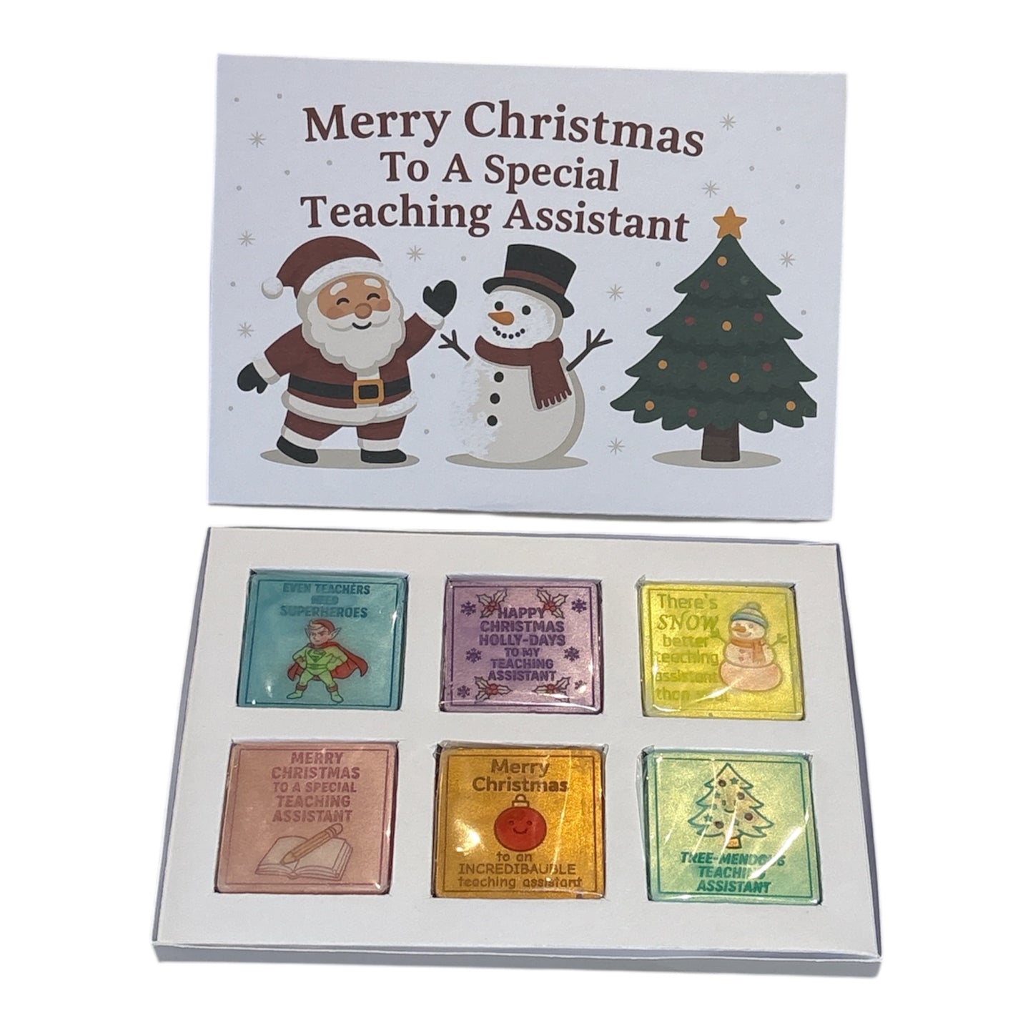 Merry Christmas To A Special Teaching Assistant  Santa & Snowman 6 Section Box