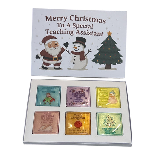 Merry Christmas To A Special Teaching Assistant  Santa & Snowman 6 Section Box