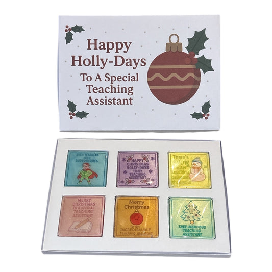 Happy Holly-Days To A Special Teaching Assistant 6 Section Box