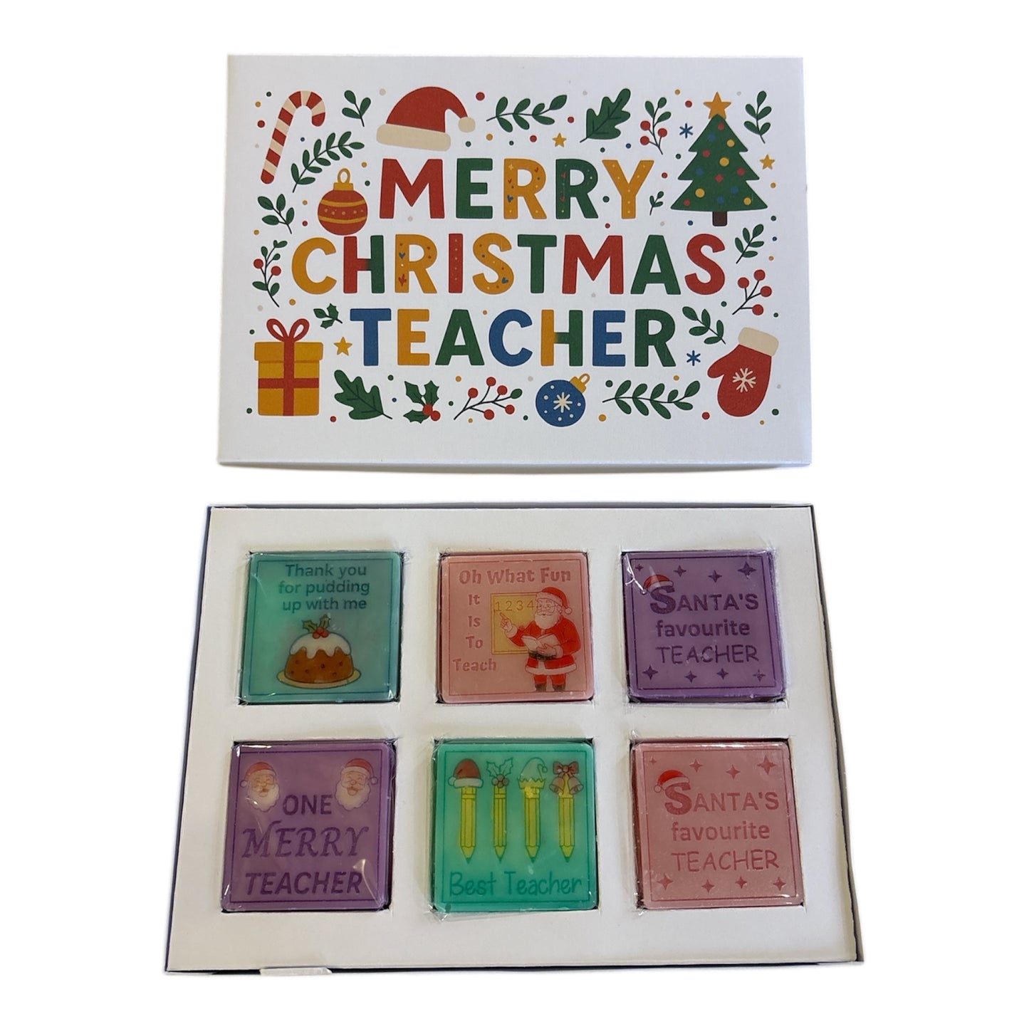 Merry Christmas Teacher Scene 6 Compartment Box