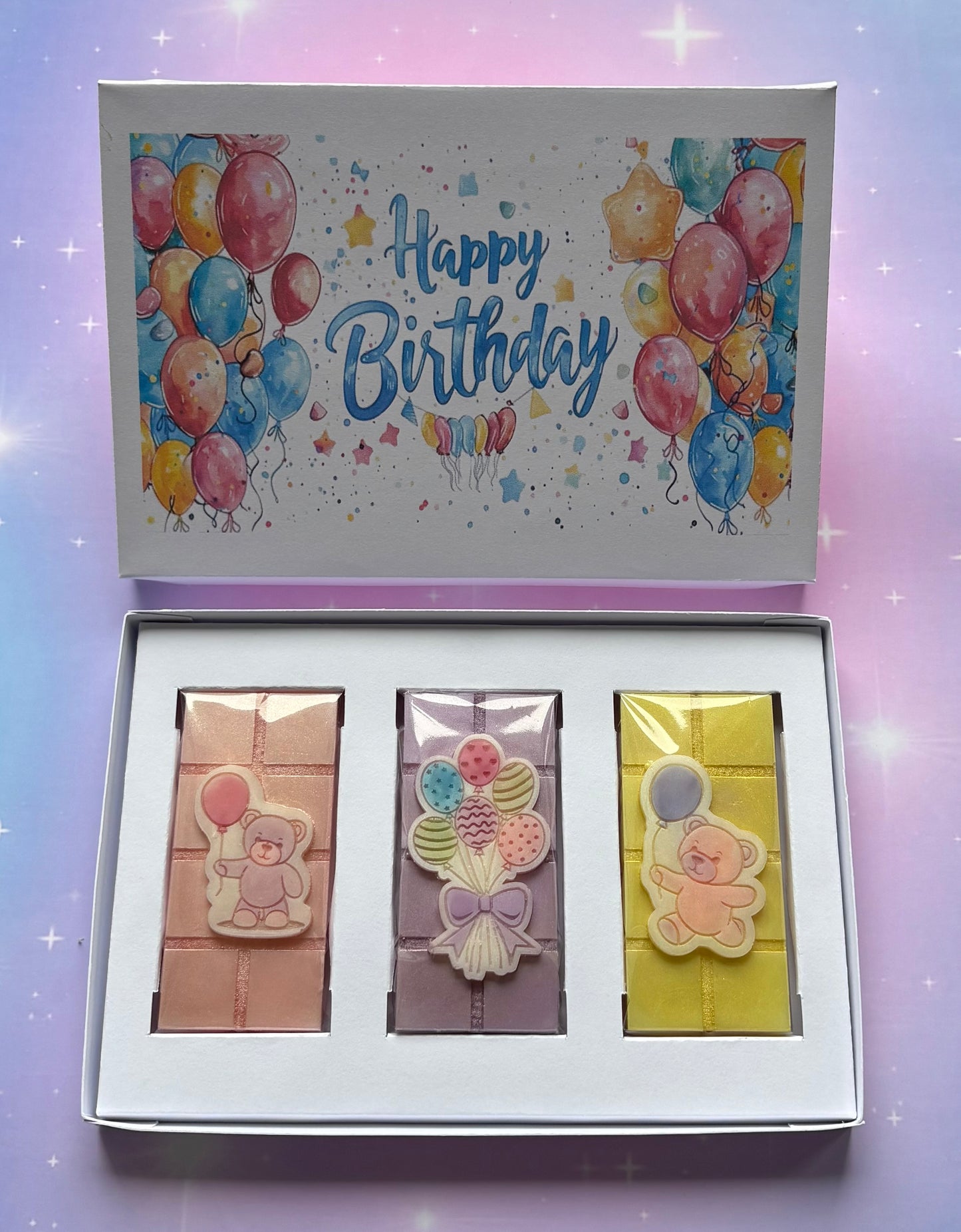 Happy Birthdays Balloons Trio Mini Bar Box